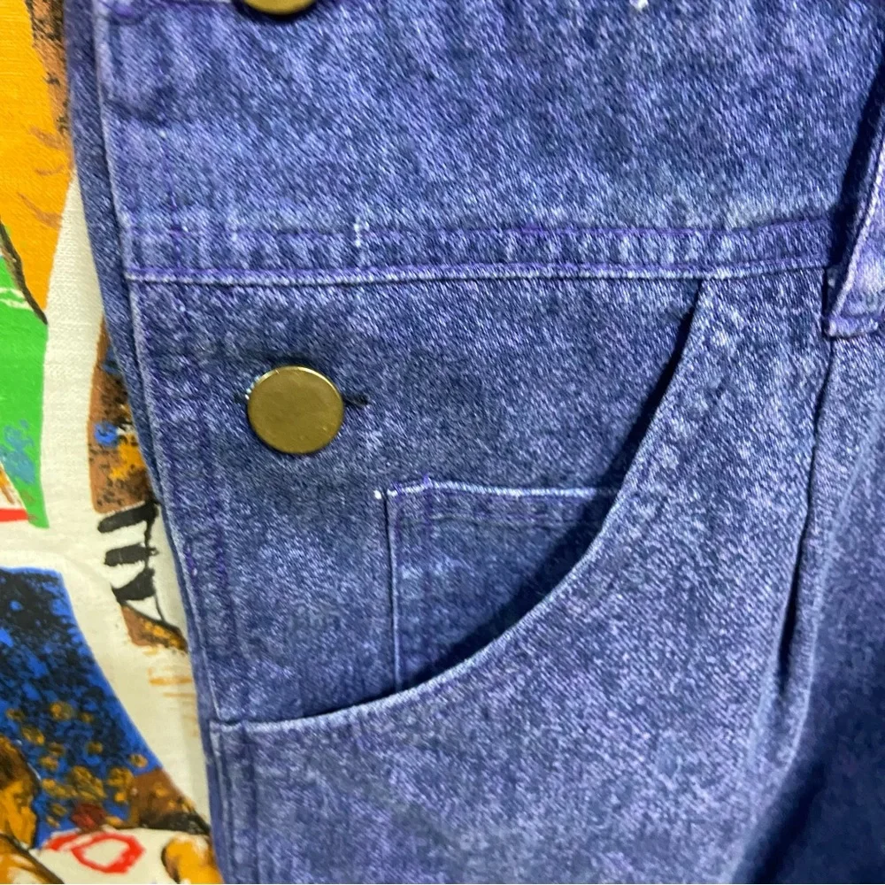 Rare Vintage Starter Los Angeles Lakers Purple Stonewashed Denim Overalls/Jumper - Picture 5 of 9